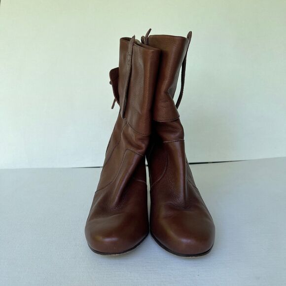 Dolce Vita Boots Size 8 Webber Leather Heeled Cuffed Maronne Brown - Picture 2 of 8